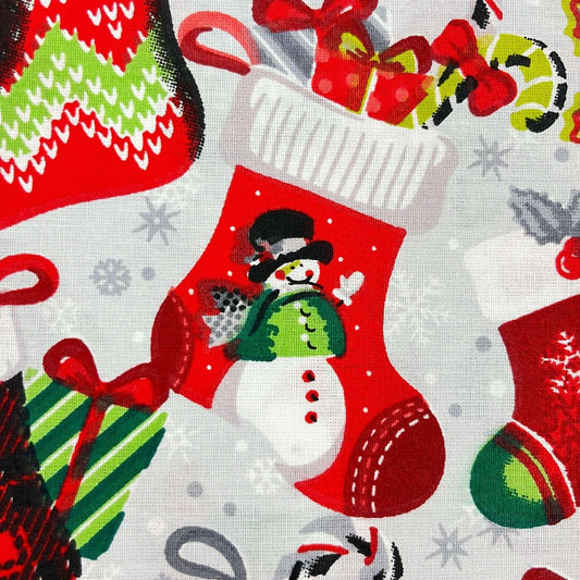 Coupon 100 % Coton 1m x 1m20 - Chaussettes Cadeaux Noël - 7,77 €-Boutique MyTissus Marckolsheim Alsace