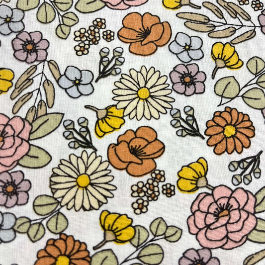 Coupon 100 % Coton 1m x 1m20 - Fleurs Automnales Style Liberty - 7,77 €-Boutique MyTissus Marckolsheim Alsace