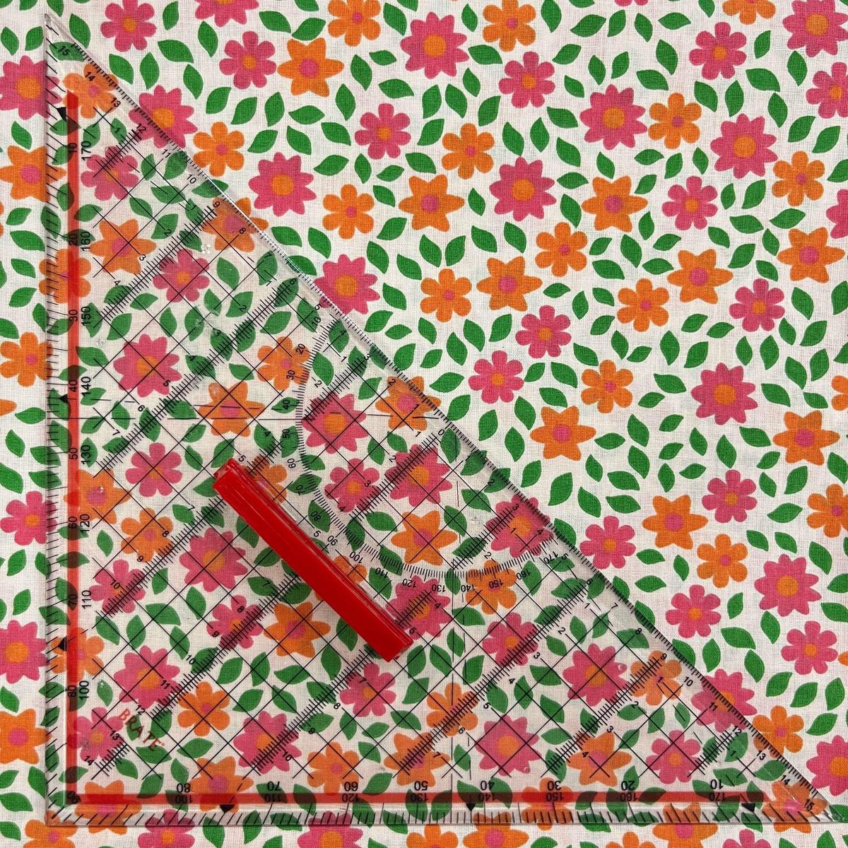Coupon 100 % Coton 1m x 1m20 - Fleurs Style Liberty Orange - 7,77 €-Boutique MyTissus Marckolsheim Alsace