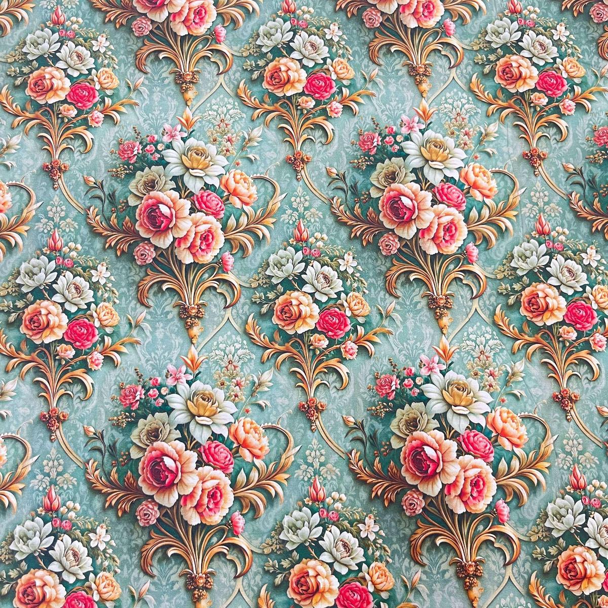 Tissu Coton 3D - Bouquets Vintage pour Déco et Mode - Boutique MyTissus Marckolsheim Alsace