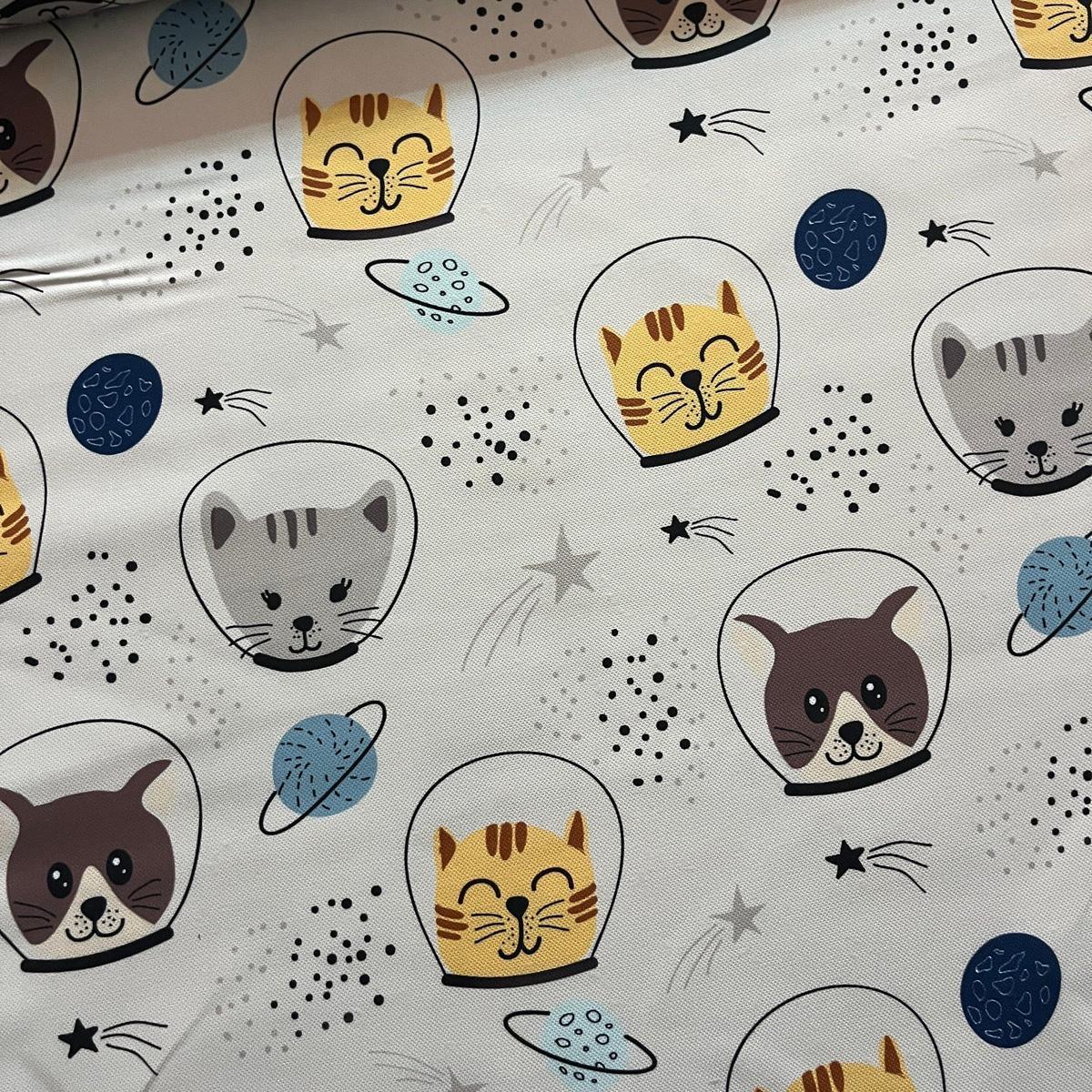 Tissu Impression Numérique - Chat Astronaute Space Cat MyTissus pour Déco et Mode - Boutique MyTissus Marckolsheim Alsace