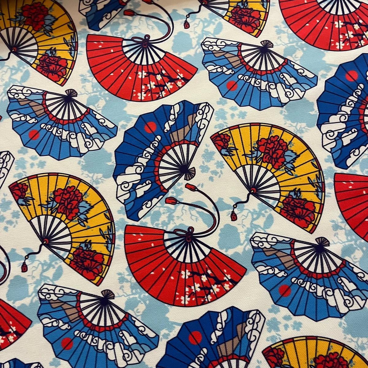 Tissu Impression Numérique - Éventail Japonais pour Déco et Mode - Boutique MyTissus Marckolsheim Alsace