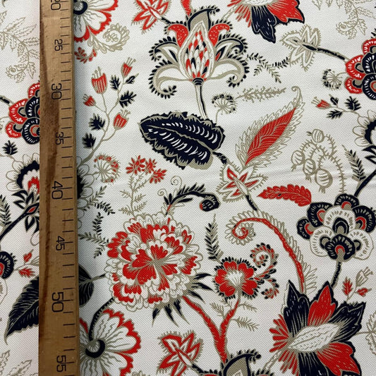 Tissu Impression Numérique "Feuillage Galactique" - Rouge Ocre & Bleu Nuit - MyTissus pour Déco et Mode - Boutique MyTissus Marckolsheim Alsace