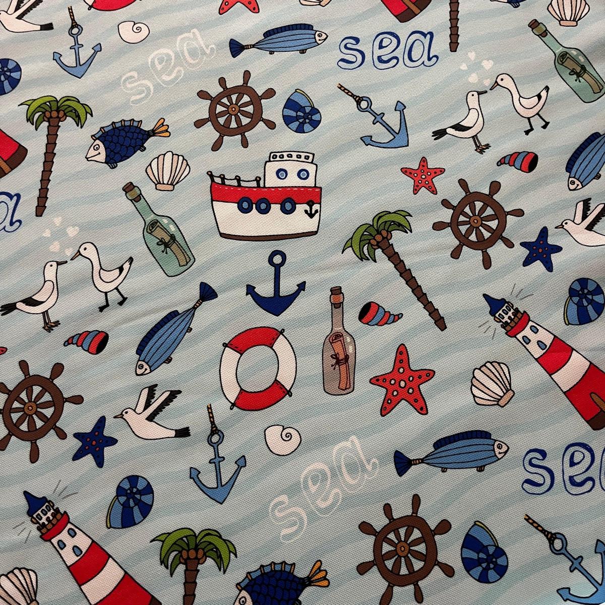 Tissu Impression Numérique - La Mer Rigolo pour Déco et Mode - Boutique MyTissus Marckolsheim Alsace