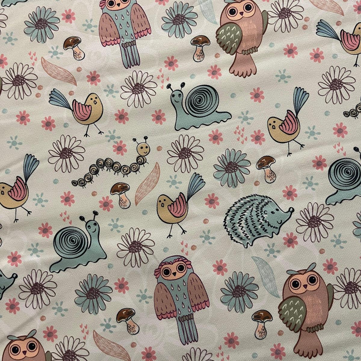 Tissu Impression Numérique "Les Petits Amis de la Forêt" - Pastel & Douceur - MyTissus pour Déco et Mode - Boutique MyTissus Marckolsheim Alsace