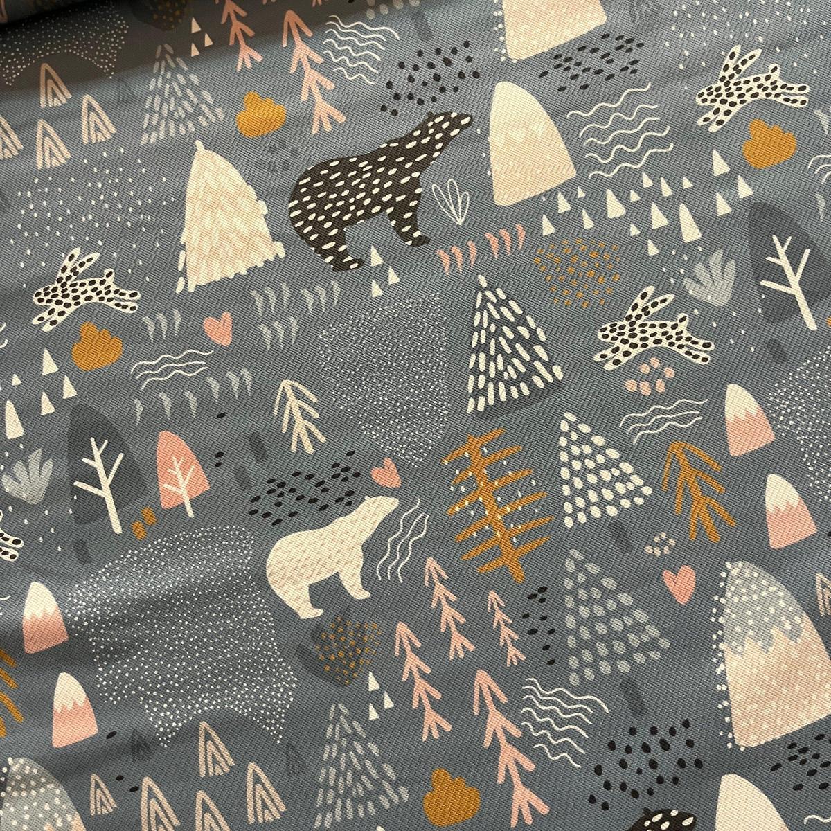 Tissu Impression Numérique Ours Polaires Enfant & Banquise Fond Gris pour Déco et Mode - Boutique MyTissus Marckolsheim Alsace