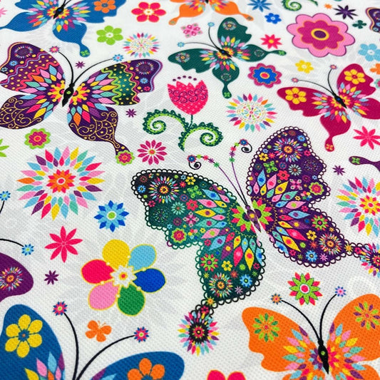 Tissu Impression Numérique Papillons Multicolores - Toile de Coton Épaisse 250g pour Déco et Mode - Boutique MyTissus Marckolsheim Alsace