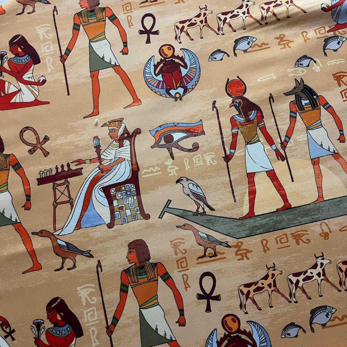 Tissu Impression Numérique "Sable d'Égypte" - Hiéroglyphes & Mystère - MyTissus pour Déco et Mode - Boutique MyTissus Marckolsheim Alsace