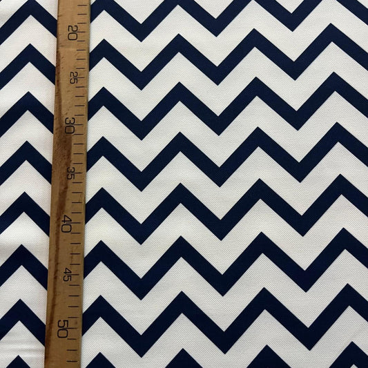 Tissu Impression Numérique - Zig Zag Marine pour Déco et Mode - Boutique MyTissus Marckolsheim Alsace