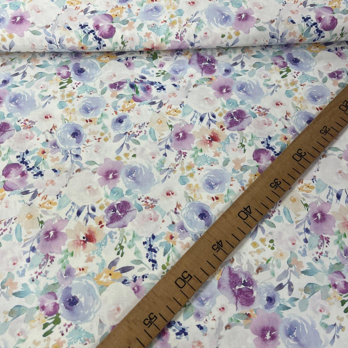 Tissu Popeline de Coton 240cm - Belles Fleurs Aquarelle - MyTissus pour Déco et Mode - Boutique MyTissus Marckolsheim Alsace