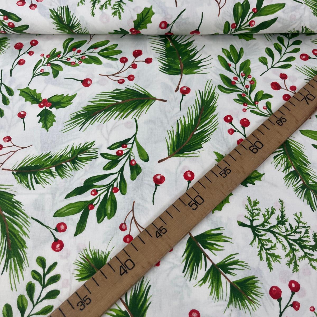 Tissu Popeline de Coton 240cm - Houx Noël - MyTissus pour Déco et Mode - Boutique MyTissus Marckolsheim Alsace