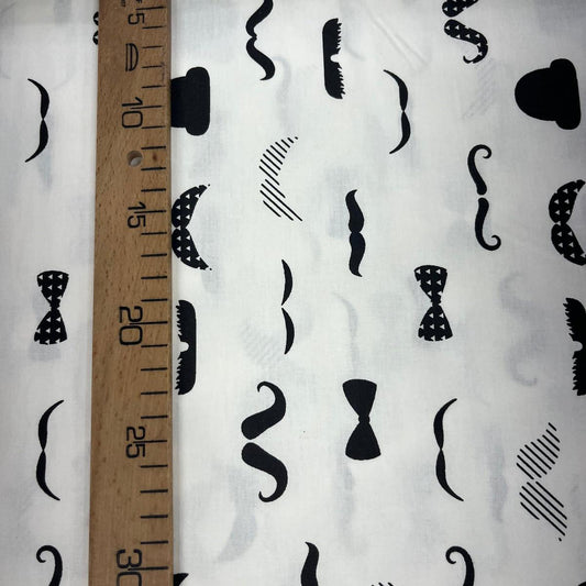 Tissu Popeline de Coton 240cm - Monsieur Moustache - MyTissus pour Déco et Mode - Boutique MyTissus Marckolsheim Alsace