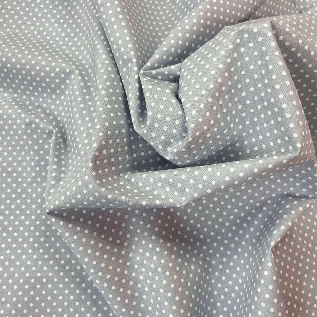 Tissu Popeline de Coton 240cm - Petits Pois Gris - MyTissus pour Déco et Mode - Boutique MyTissus Marckolsheim Alsace