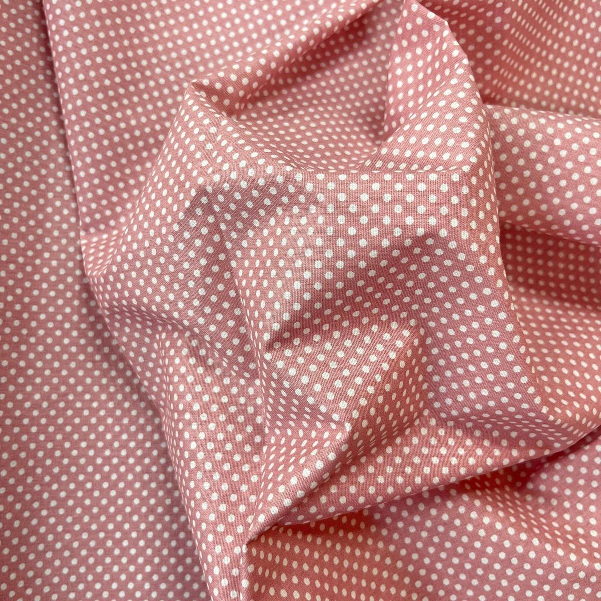 Tissu Popeline de Coton 240cm - Petits Pois Vieux Rose - MyTissus pour Déco et Mode - Boutique MyTissus Marckolsheim Alsace