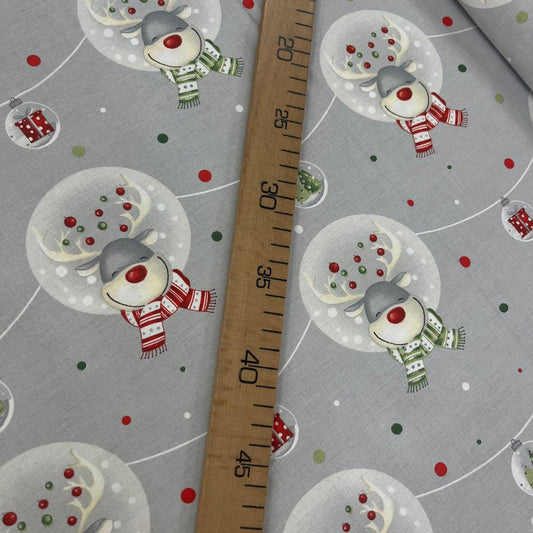 Tissu Popeline de Coton 240cm - Rennes Noël Fond Gris - MyTissus pour Déco et Mode - Boutique MyTissus Marckolsheim Alsace