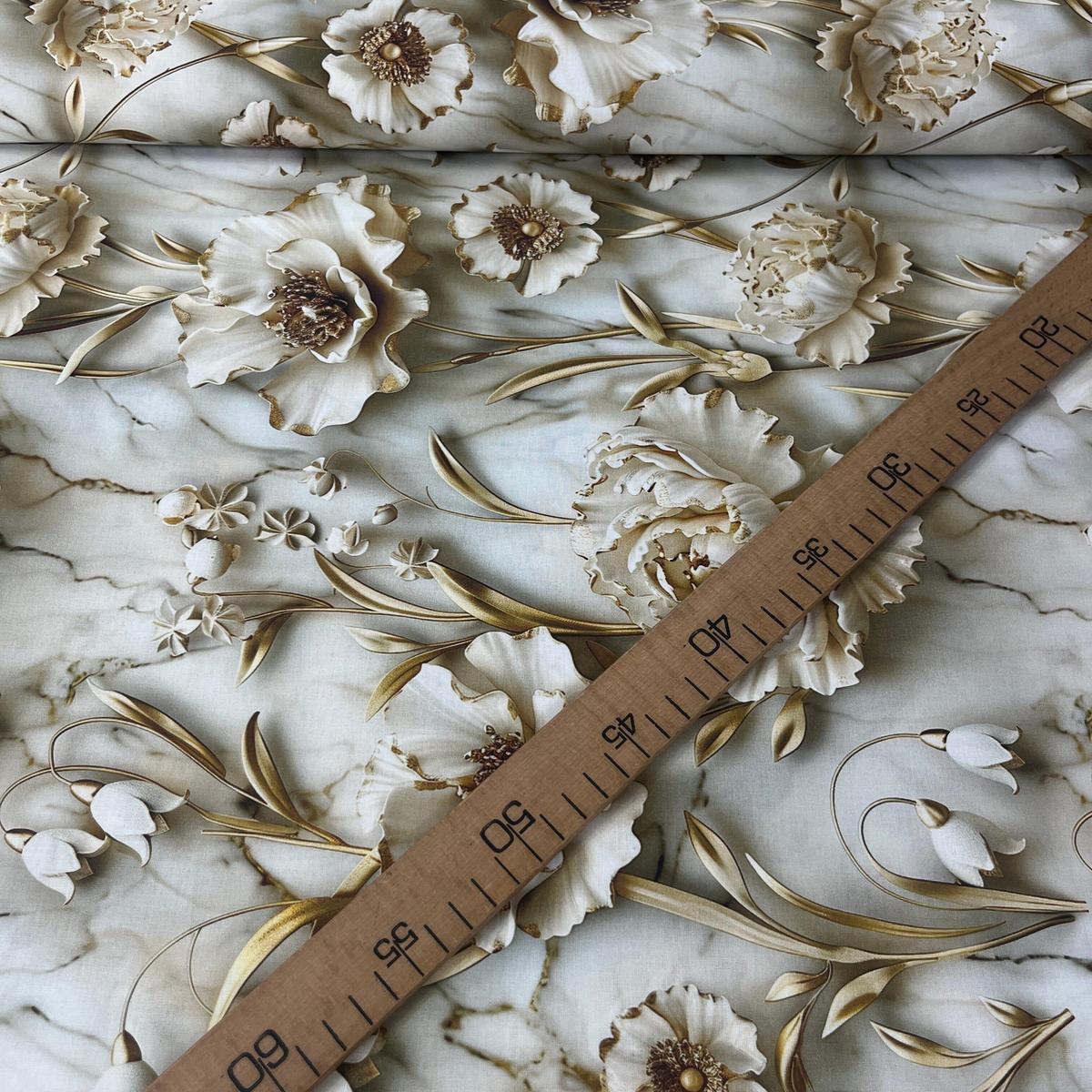 Tissu Popeline de Coton 240cm - Roses Arty Style Marbre - MyTissus pour Déco et Mode - Boutique MyTissus Marckolsheim Alsace