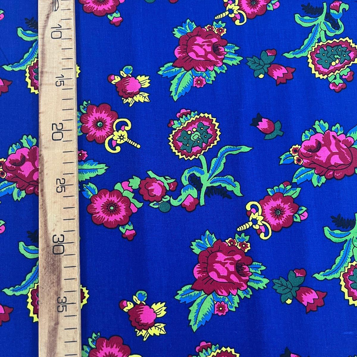 Tissu Viscose Premium - Fleurs Vintage Bleu pour Déco et Mode - Boutique MyTissus Marckolsheim Alsace