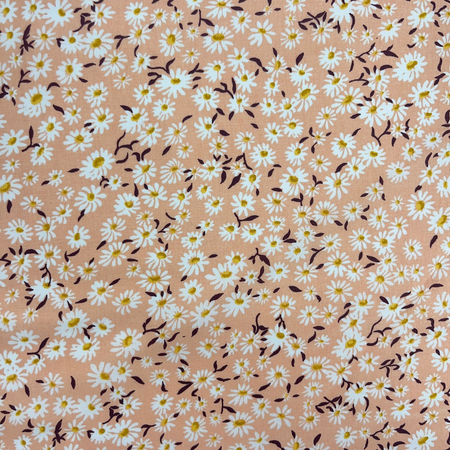 Coupon Patchwork Mytissus® - Marguerites Corail Tissu Coton MYTISSUS