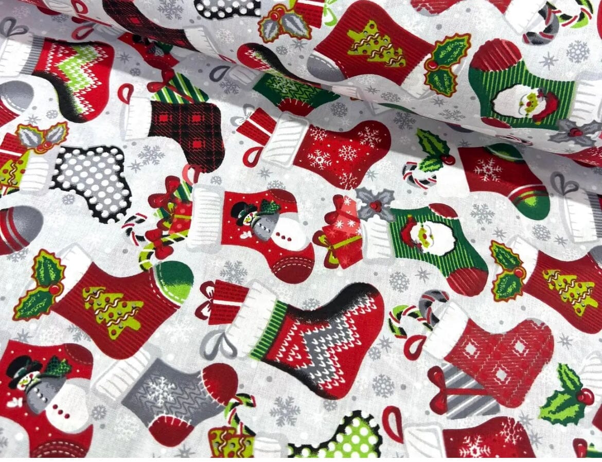 Popeline 100 % Coton Mytissus® - Chaussettes Noël Tissu Coton MYTISSUS