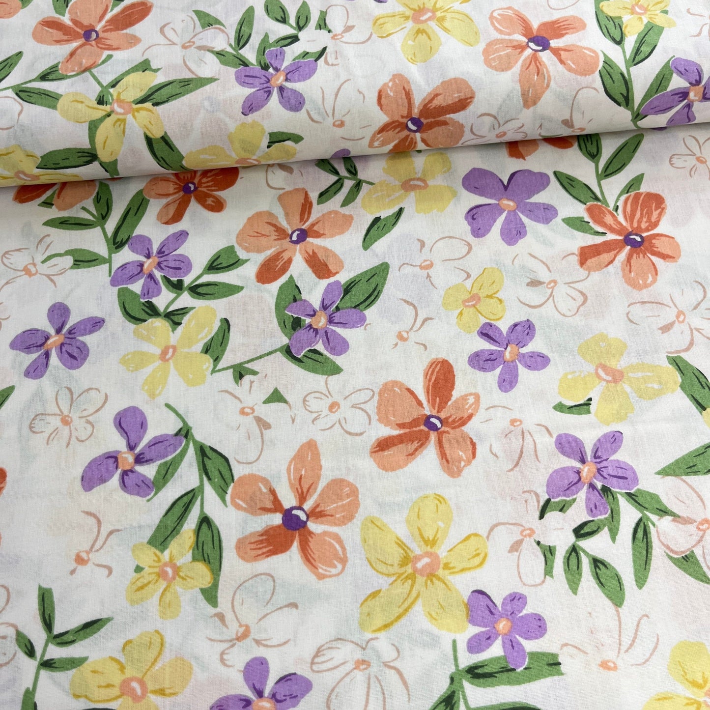 Popeline 100 % Coton Mytissus® - Fleurs Aquarelle Tissu Coton MYTISSUS