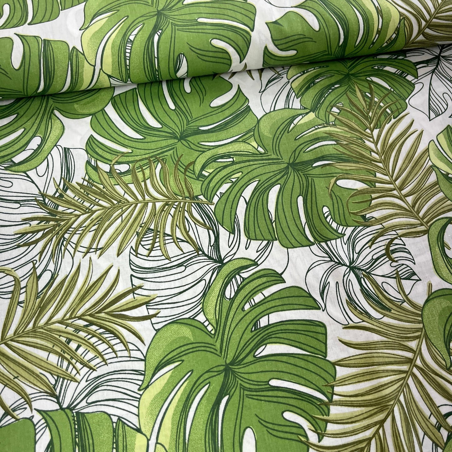Popeline 100 % Coton Mytissus® - Grandes Feuilles Tissu Coton MYTISSUS