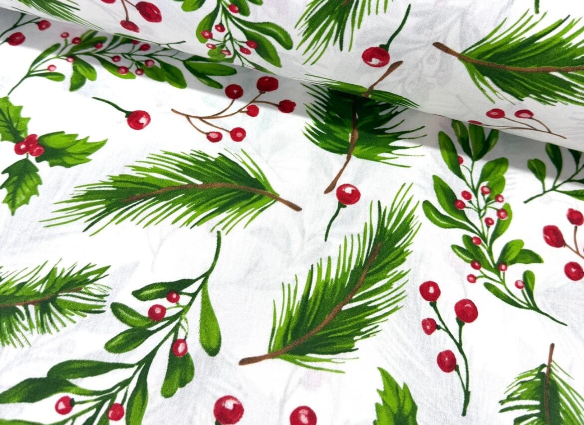 Popeline 100 % Coton Mytissus® - Houx Noël Tissu Coton MYTISSUS