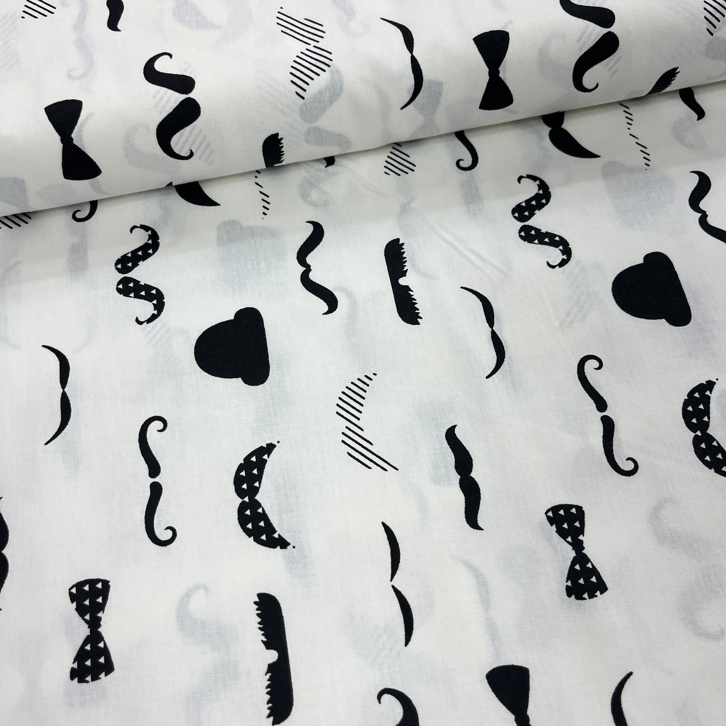 Popeline 100 % Coton Mytissus® - Monsieur Moustache Tissu Coton MYTISSUS