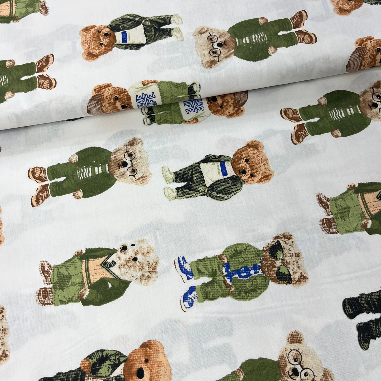 Popeline 100 % Coton Mytissus® - Monsieur Ours Tissu Coton MYTISSUS