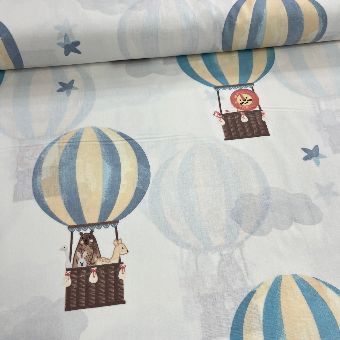 Popeline 100 % Coton Mytissus® - Montgolfières Vintage Tissu Coton MYTISSUS