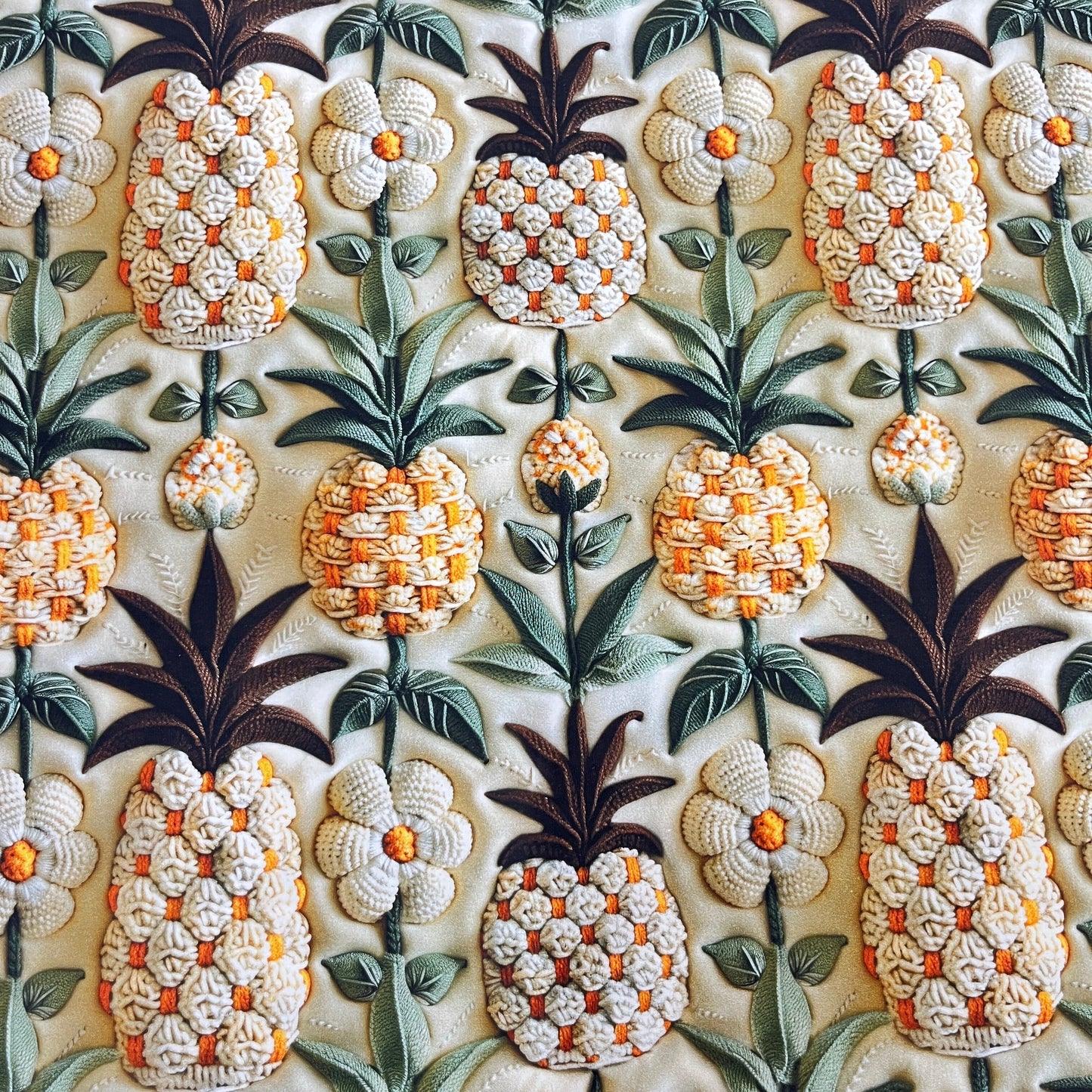 Tissu Coton 3D - Ananas MYTISSUS