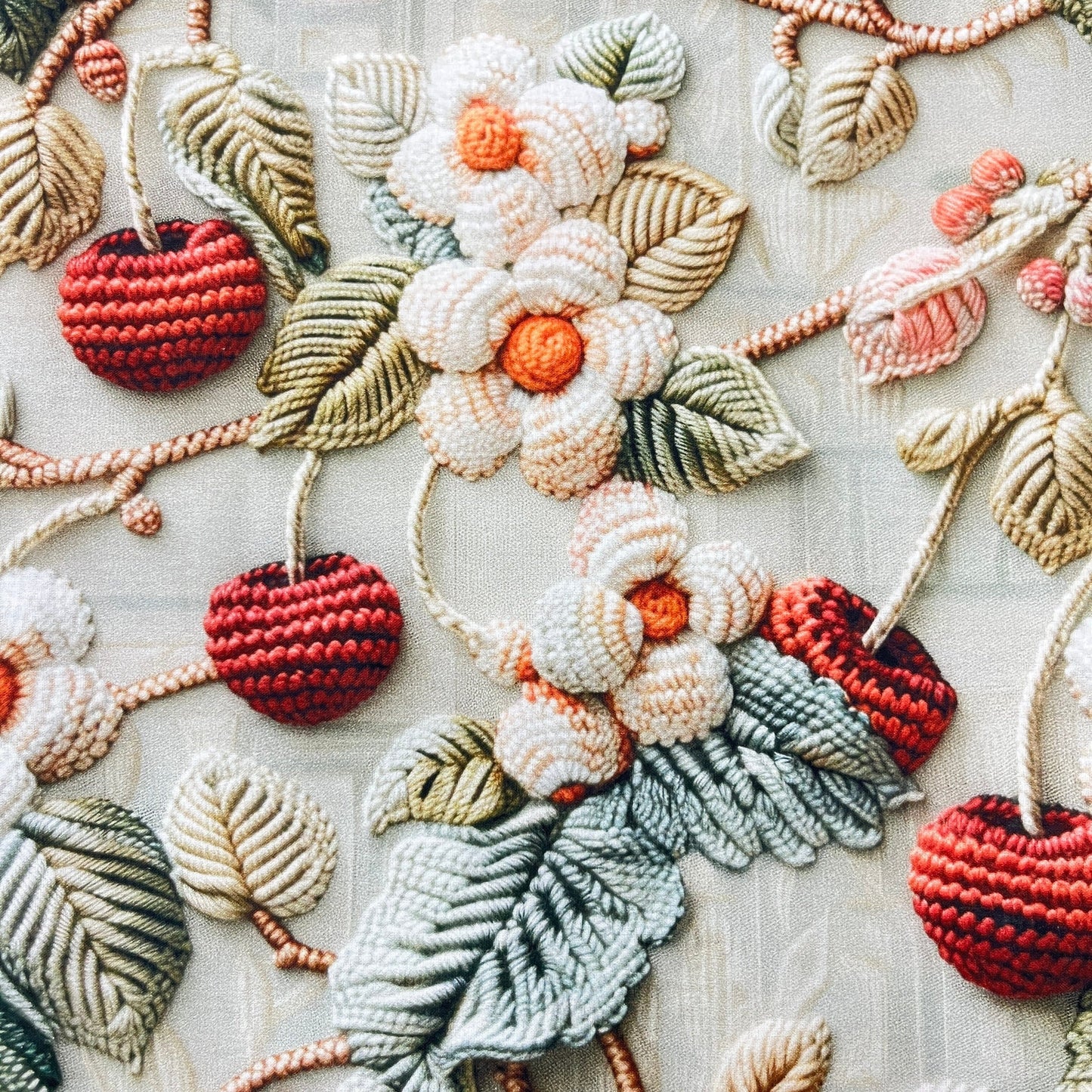 Tissu Coton 3D - Cerises MYTISSUS