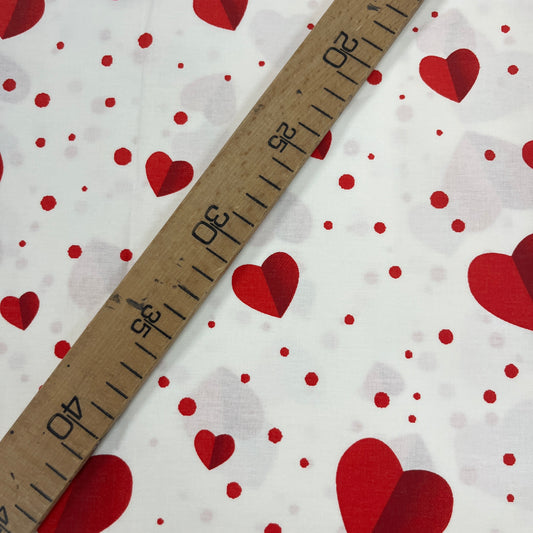 Tissu Popeline Coton 240cm — Cœurs Confettis Rouge Romantique Moderne | Exclusivité MyTissus