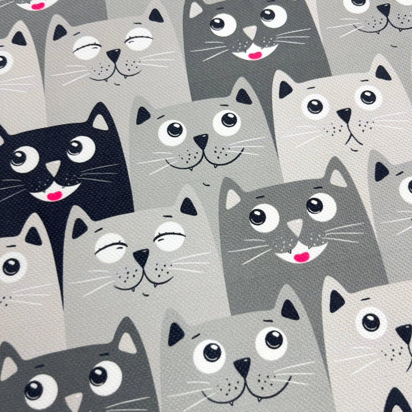 Tissu Impression Numérique - Chats Heureux Coeur - MYTISSUS