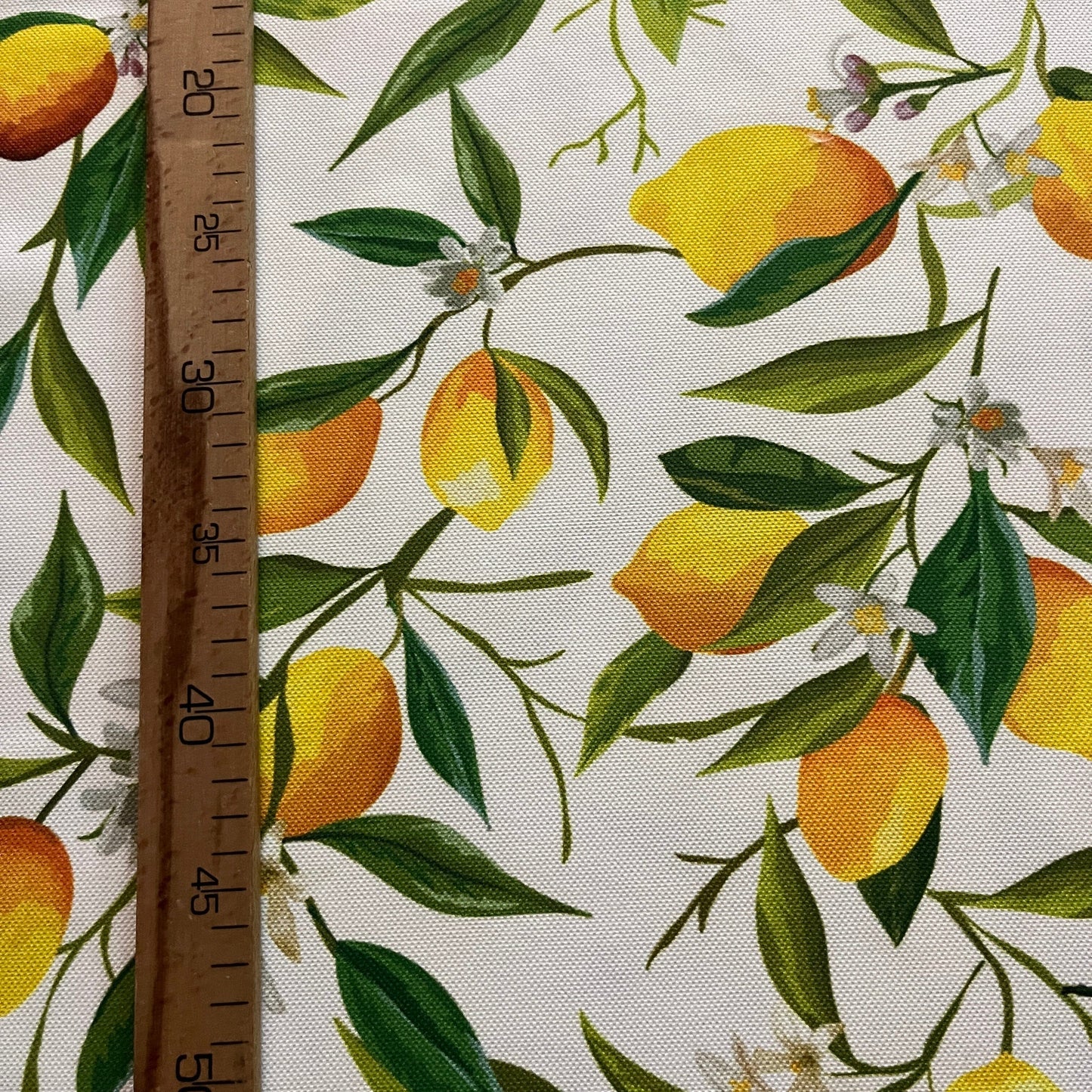 Tissu Impression Numérique - Citrons et Fleurs Tissu Ameublement MYTISSUS