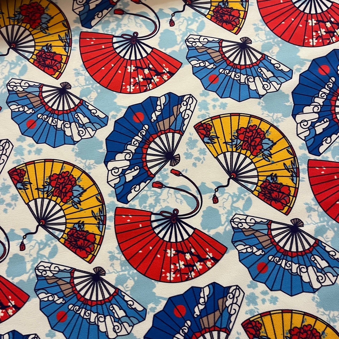 Tissu Impression Numérique - Éventail Japonais Tissu Ameublement MYTISSUS