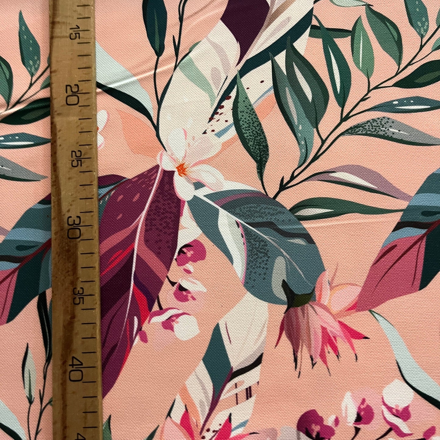 Tissu Impression Numérique - Feuillages Élégants Rose MYTISSUS