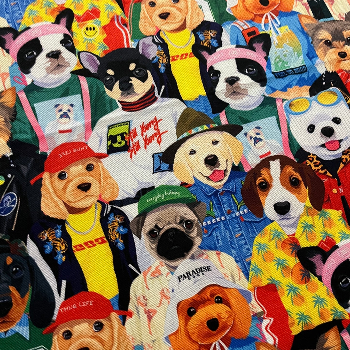 Tissu Impression Numérique - Nos Beaux Chiens Tissu Ameublement MYTISSUS