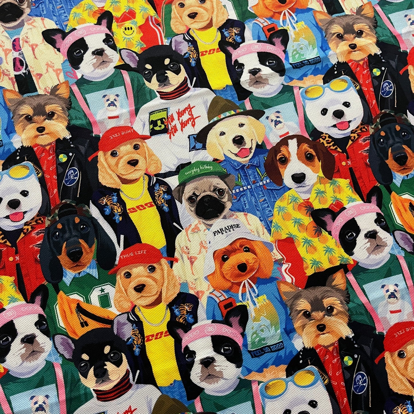 Tissu Impression Numérique - Nos Beaux Chiens Tissu Ameublement MYTISSUS