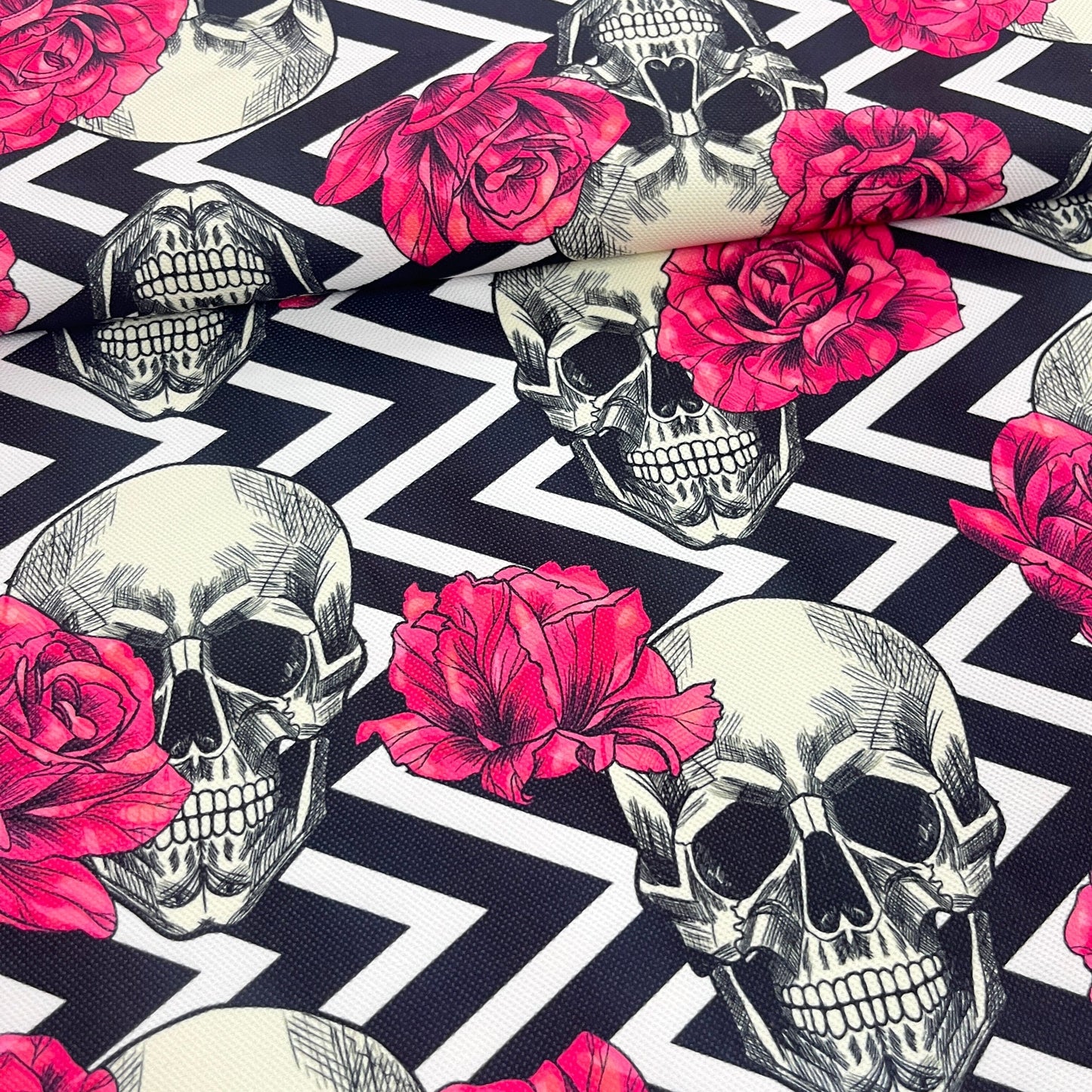 Tissu Impression Numérique - Tête de Mort ArtDeco Tissu Ameublement MYTISSUS