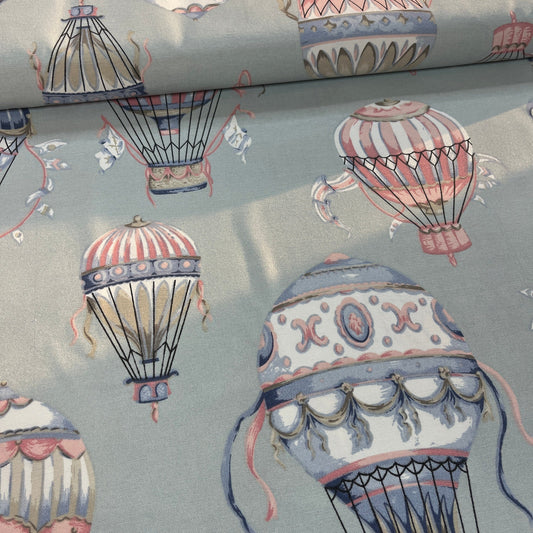Toile Déperlante Premium - Montgolfière Bleu Clair Tissu Ameublement MYTISSUS