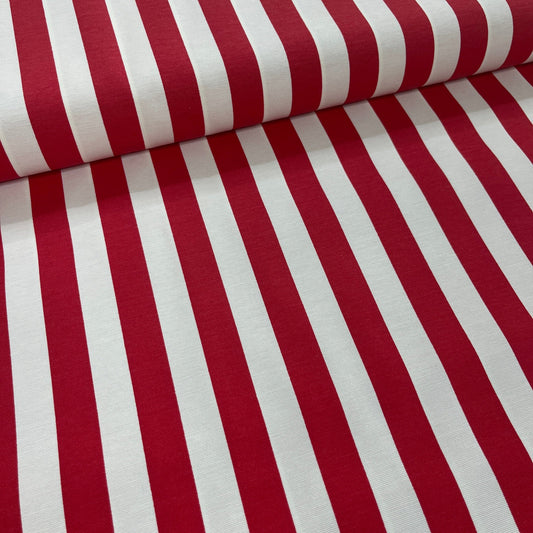 Toile Déperlante Premium - Rayures Fines Rouges Tissu Ameublement MYTISSUS