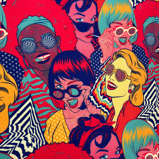 Tissu Impression Numérique Women Pop Art Psychédélique — Visages & Couleurs | Exclusivité MyTissus