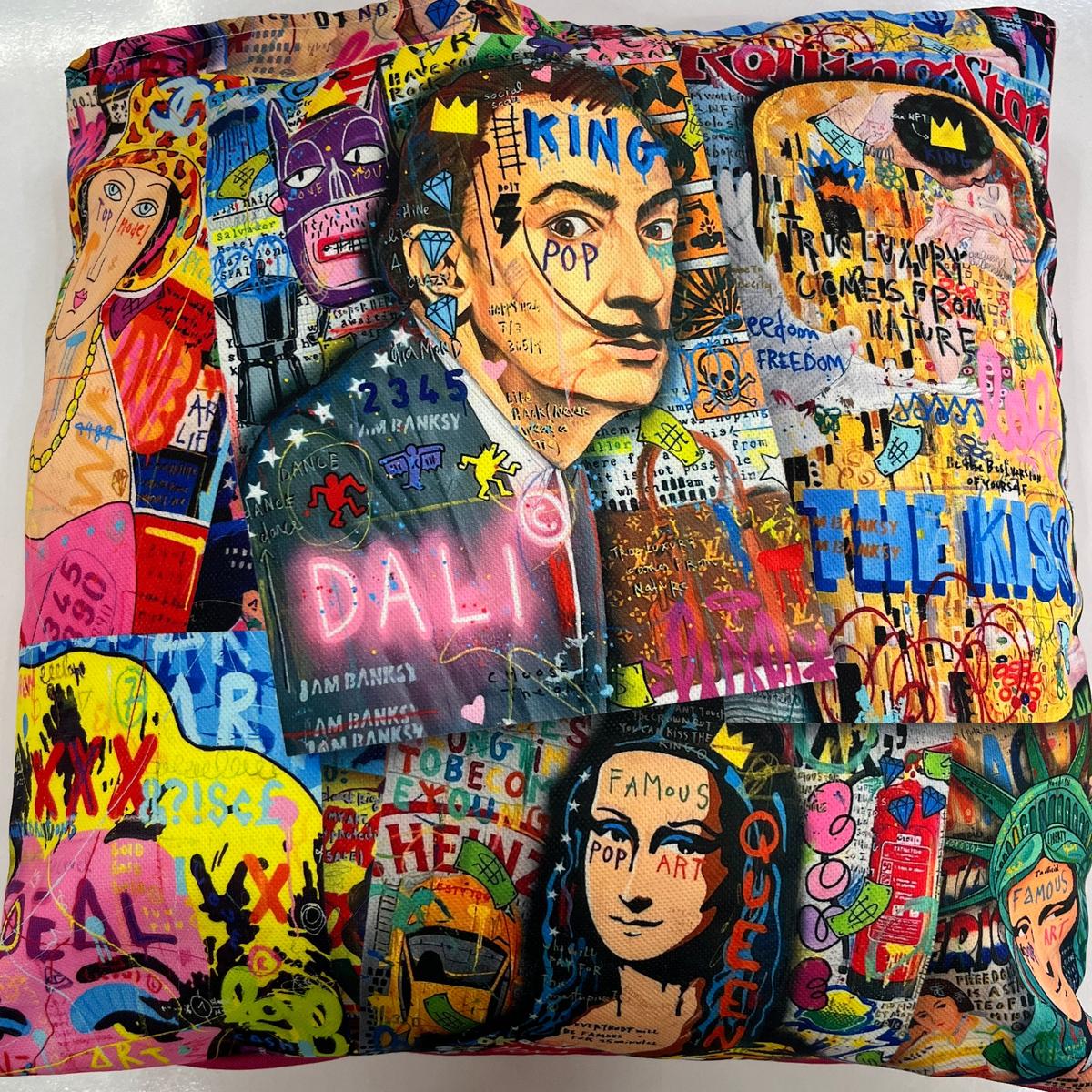 Coussin Déco "Dali - Galerie d'Art" 45x45cm - Fait Main en Alsace - Qualité Premium MyTissus Alsace