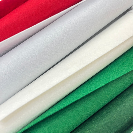 Lot de 5 Coupons de Feutrine Fine 1,5 mm - Couleurs Traditionnelles Noël