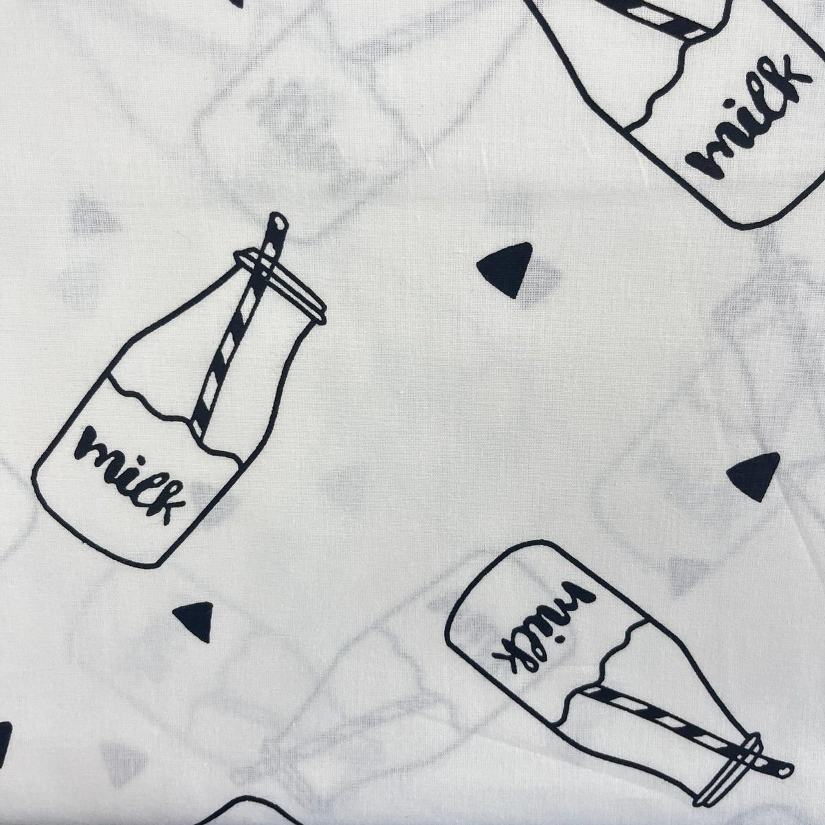 Coupon 100 % Coton 1m x 1m20 - Bouteille de Lait - 7,77 €-Boutique MyTissus Marckolsheim Alsace