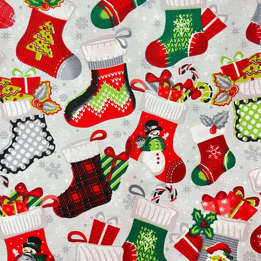 Coupon 100 % Coton 1m x 1m20 - Chaussettes Cadeaux Noël - 7,77 €-Boutique MyTissus Marckolsheim Alsace