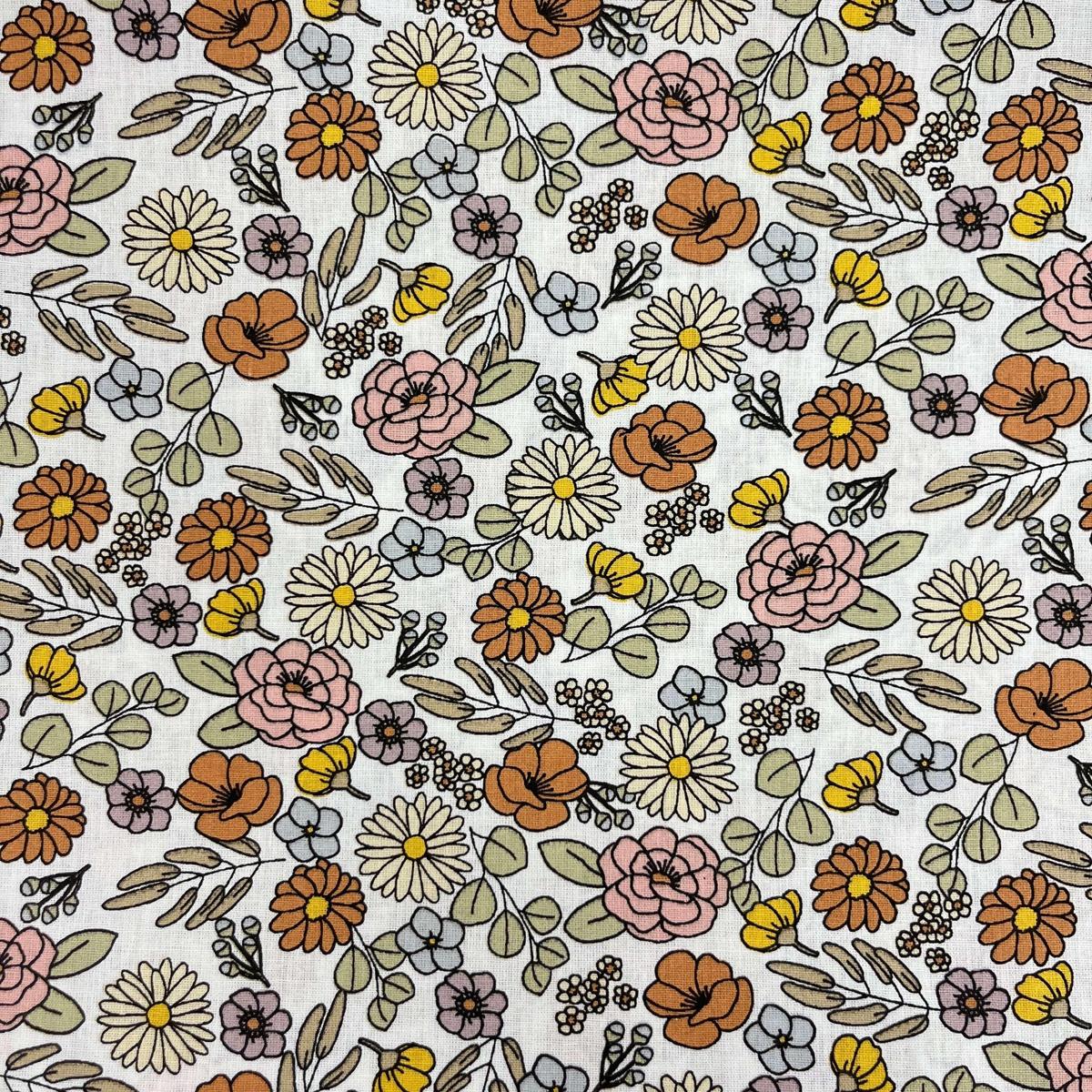 Coupon 100 % Coton 1m x 1m20 - Fleurs Automnales Style Liberty - 7,77 €-Boutique MyTissus Marckolsheim Alsace