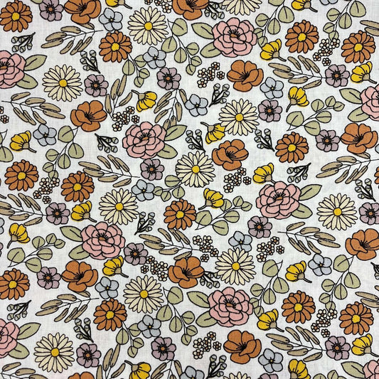 Coupon 100 % Coton 1m x 1m20 - Fleurs Automnales Style Liberty - 7,77 €-Boutique MyTissus Marckolsheim Alsace