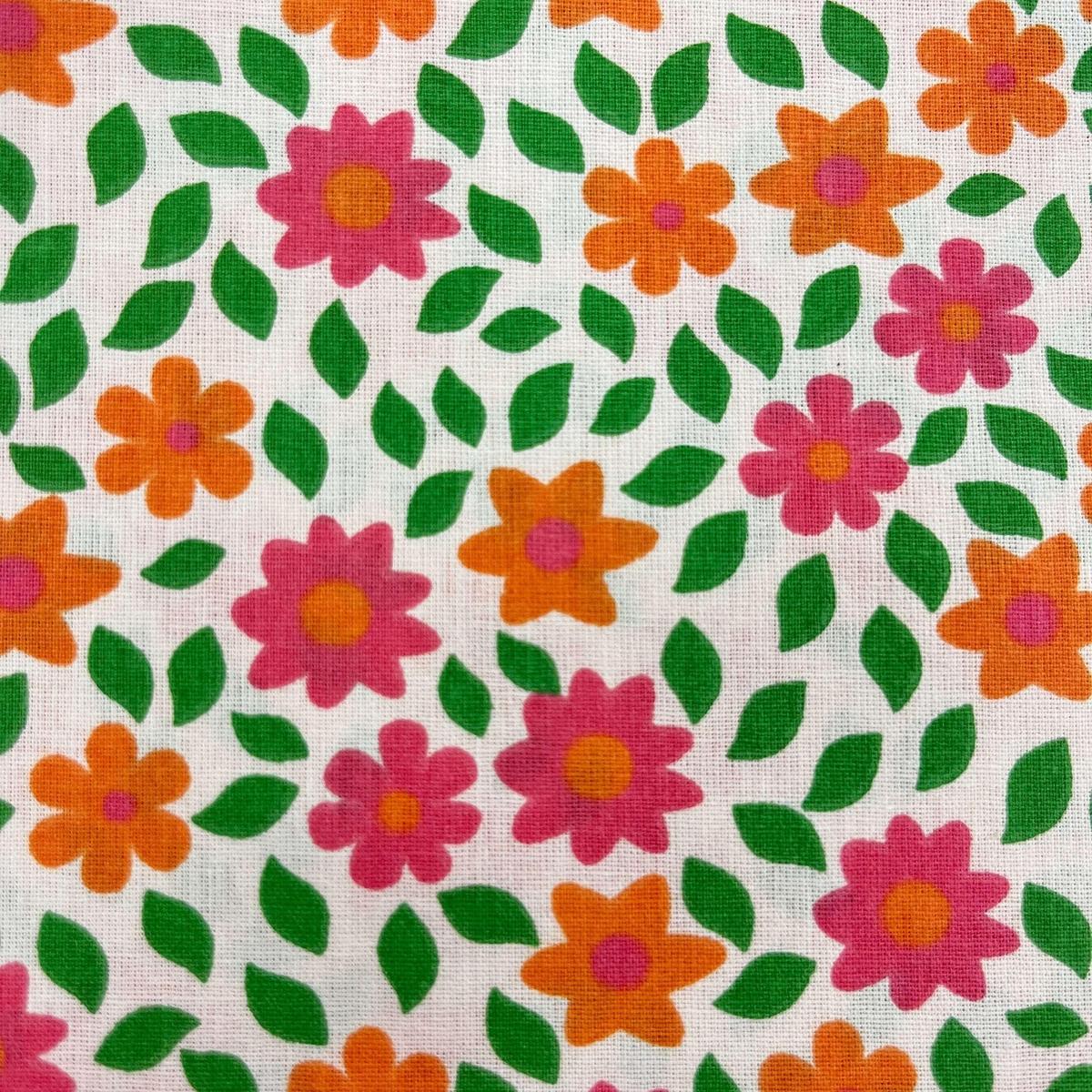 Coupon 100 % Coton 1m x 1m20 - Fleurs Style Liberty Orange - 7,77 €-Boutique MyTissus Marckolsheim Alsace