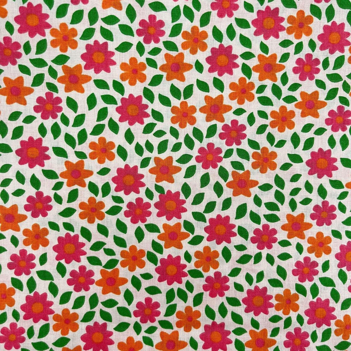 Coupon 100 % Coton 1m x 1m20 - Fleurs Style Liberty Orange - 7,77 €-Boutique MyTissus Marckolsheim Alsace